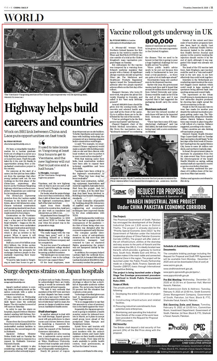 《CHINA DAILY》报路集团老中高快万象至万荣段项目